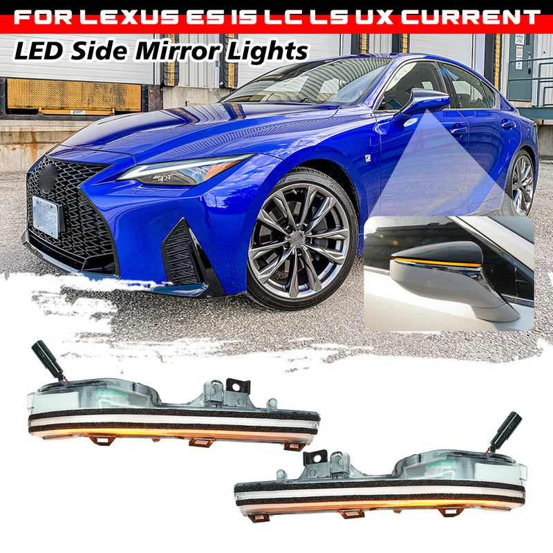 Lexus LS Clear Sequential LED Side Mirror Lamp Turn Signal Light (2018–2025)