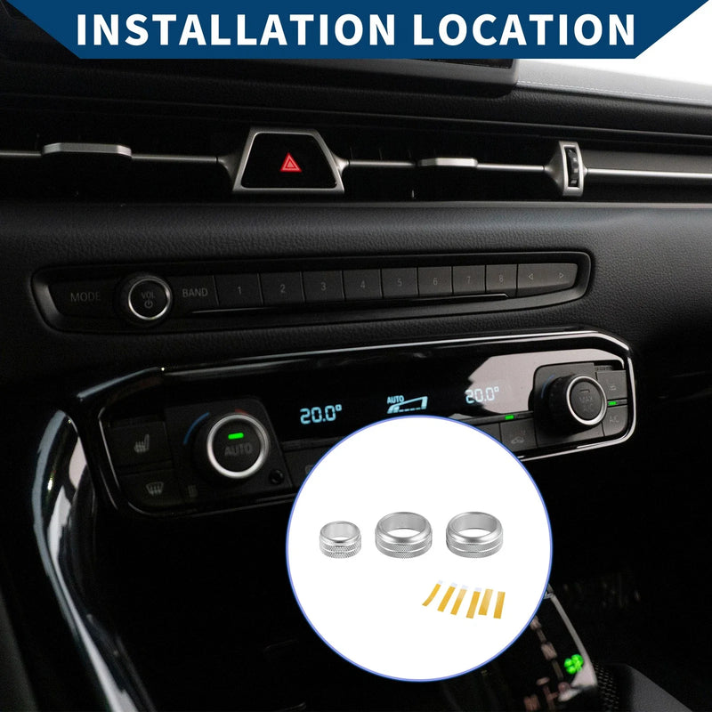 Toyota Supra (2018-2022) Silver Tone AC Radio Switch Knob Cover Ring