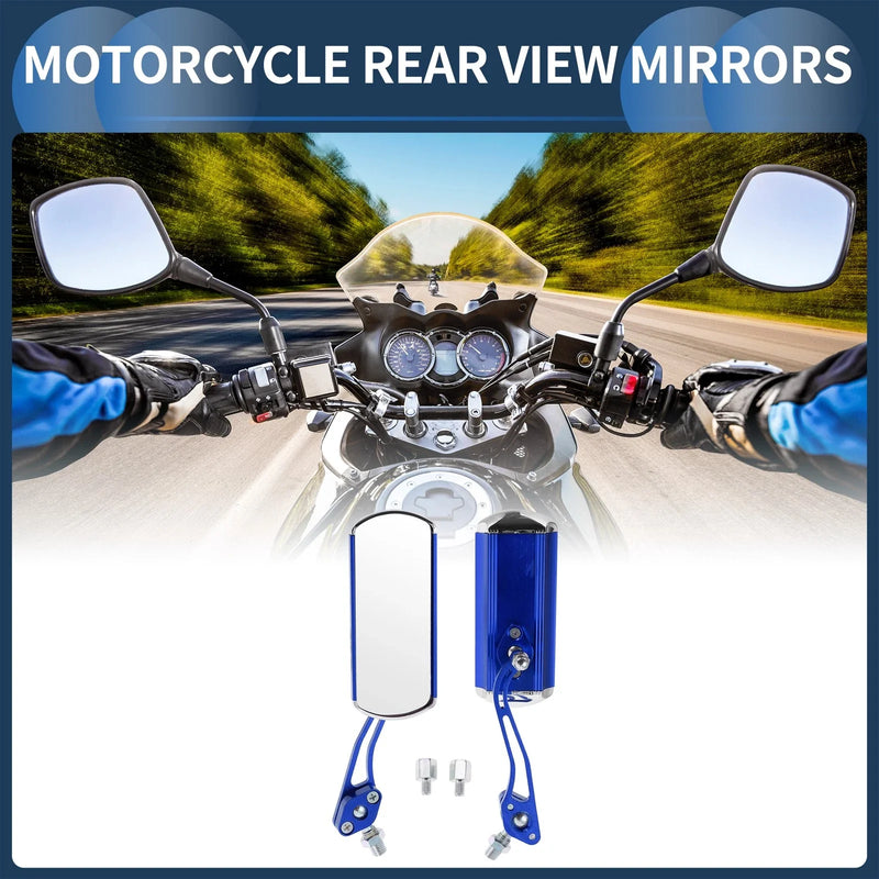 Motorcycle Blue Aluminum Alloy 2 x Rear View Mirrors