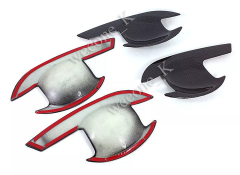 Mitsubishi Triton L200 4 x Carbon Door Handle Bowl Inserts Covers (2006-2014)