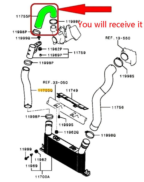 Mitsubishi Pajero NT NX 3.2L 4M41 Intercooler Air Intake Hose (2006)