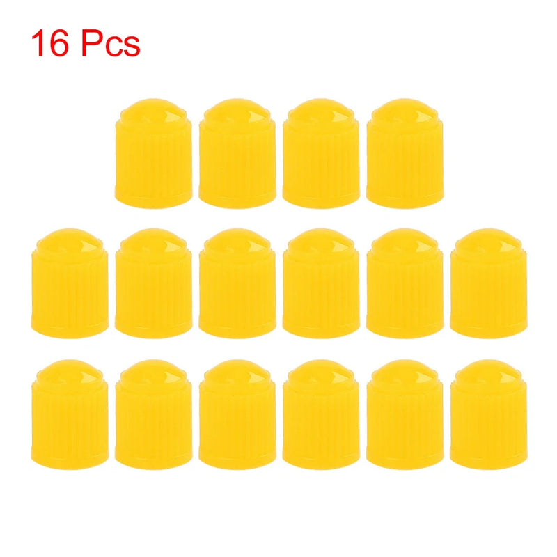 Motorcycle Bike Car 16pcs Yellow Plastic Tire Valve Stem Cap Cover