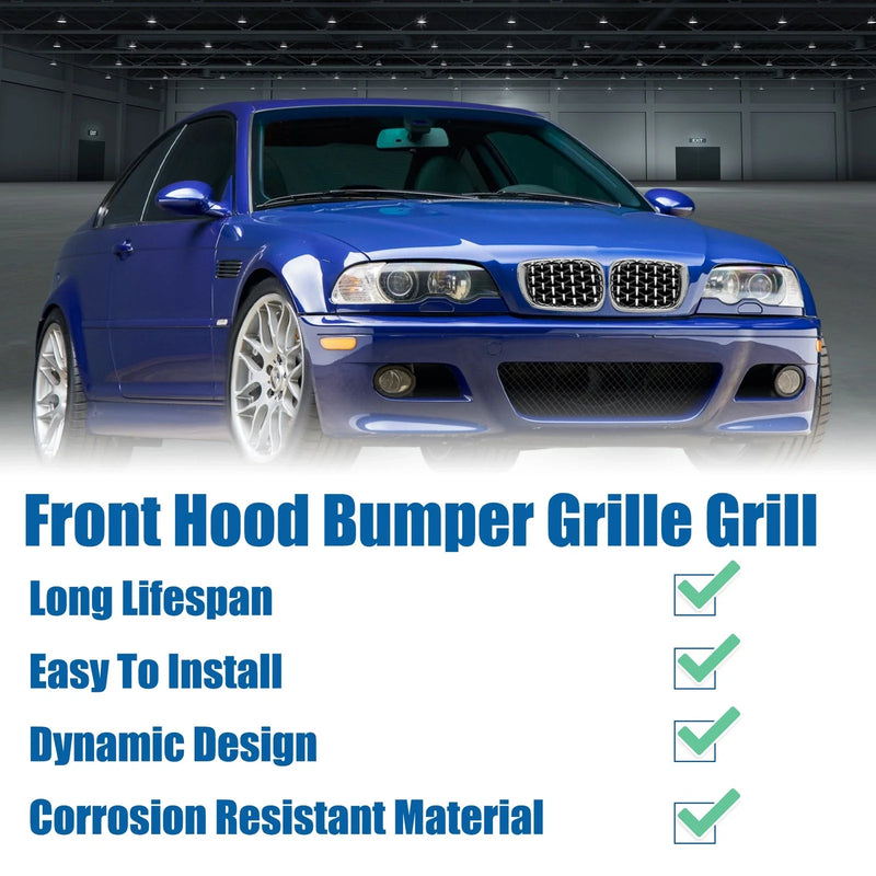BMW 3 Series E46 (2002 - 2005) Silver Tone 1 x Pair Front Grille