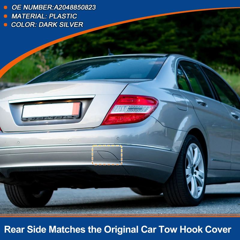 Mercedes-Benz W204 (2007-2014) Dark Silver Rear Bumper Tow Hook Cover
