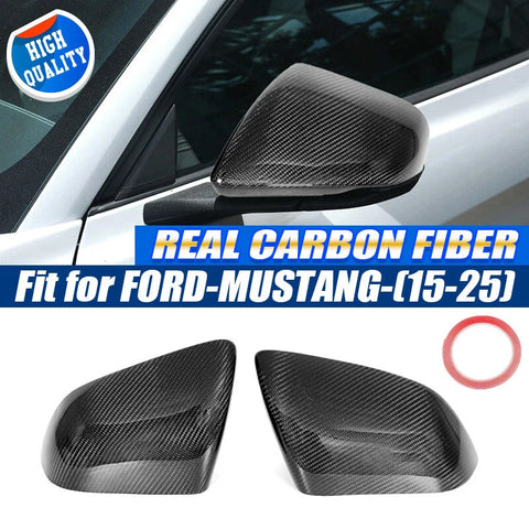 Ford Mustang (2015-2023) with LED Signal 2 x Real Carbon Fiber Mirror Cover Caps