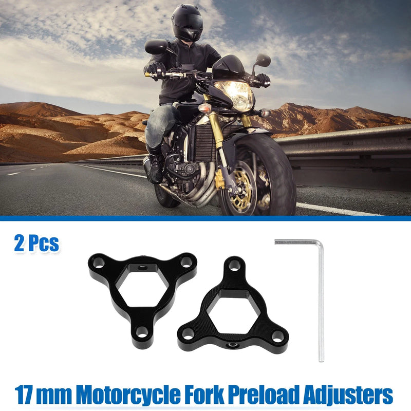 Make Model 2 x 17mm Racing Fork Preload Adjusters Aluminum Alloy Black