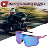 Motorcycle Riding Goggles Blue Pink with Blue and White Dots