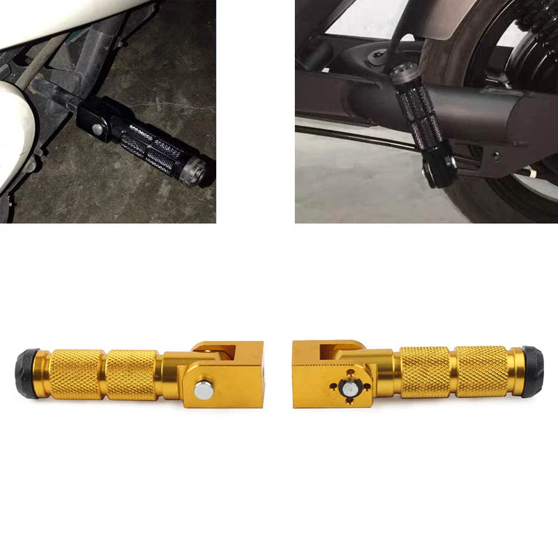 Motorcycle Bicycle 8mm Gold Universal Folding Footpegs