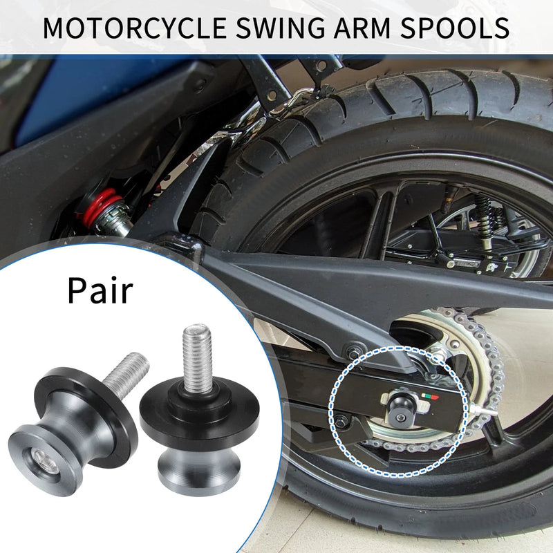 Motorbike 1 Pair Swingarm Spools 8mm CNC Titanium Tone