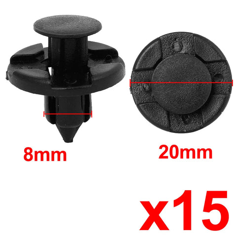 Nissan 15 Pcs 8mm Black Plastic Rivet Clips