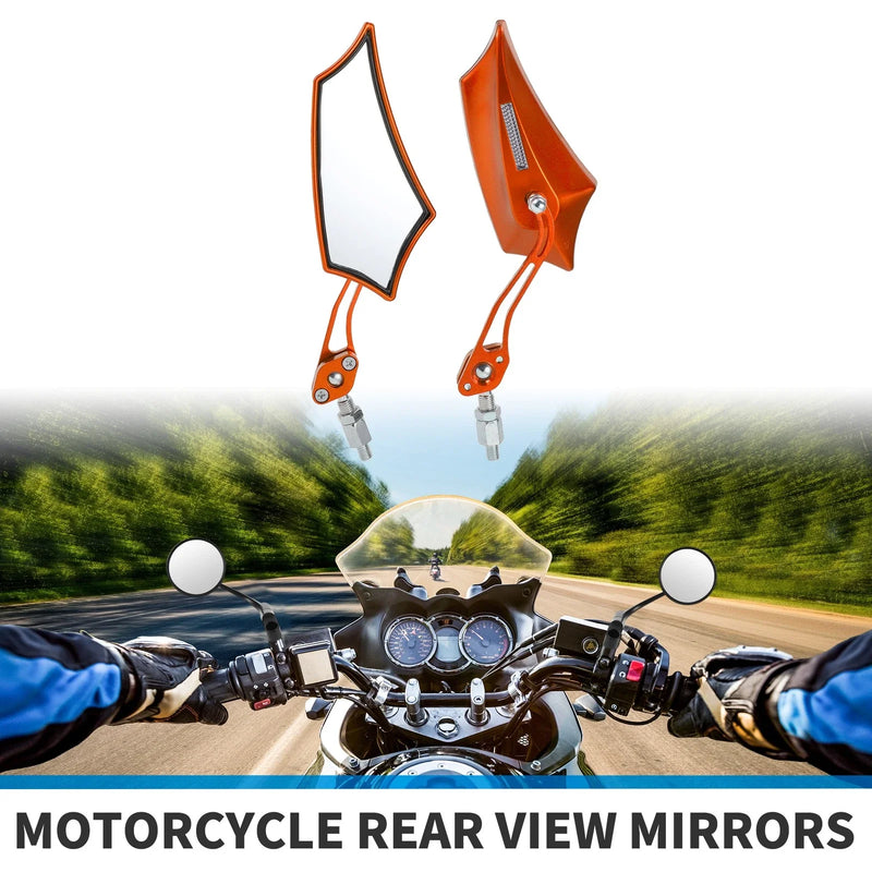 Make Model Motorcycle Rear View Mirrors Prismatic Shape Handlebar Orange