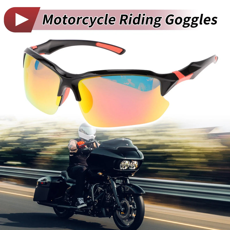 Motorcycle Goggles / 1 pair Red Lens Orange Black Frame Tri-acetel Cellulose PC