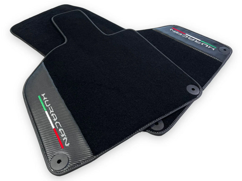 Lamborghini Huracan (2014-2023) - Carbon Fiber Leather Black Floor Mats