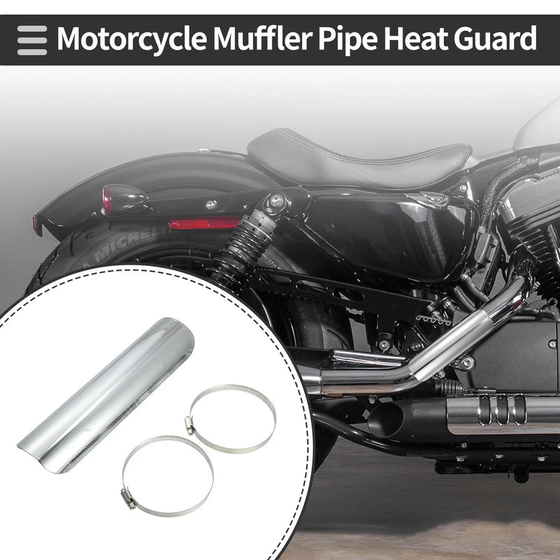 Universal Motorcycle Exhaust Muffler Pipe / 225x60mm / Heat Shield