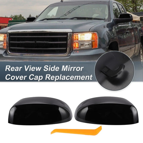 Chevrolet Avalanche, GMC 1 Set Rearview Mirror Cover Cap Gloss Black