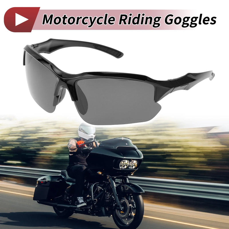 Motorcycle Deep Gray Lens Black Frame Tri-acetel Cellulose PC Goggles