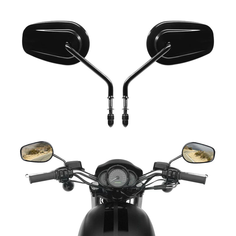 Harley Softail Deluxe Fat Boy Dyna FXDL Black Teardrop Rearview Mirrors