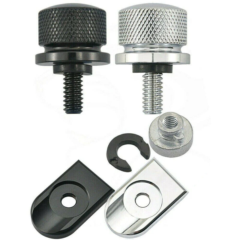 Harley Black/Chrome Rear Fender Seat Bolt Tab Cover