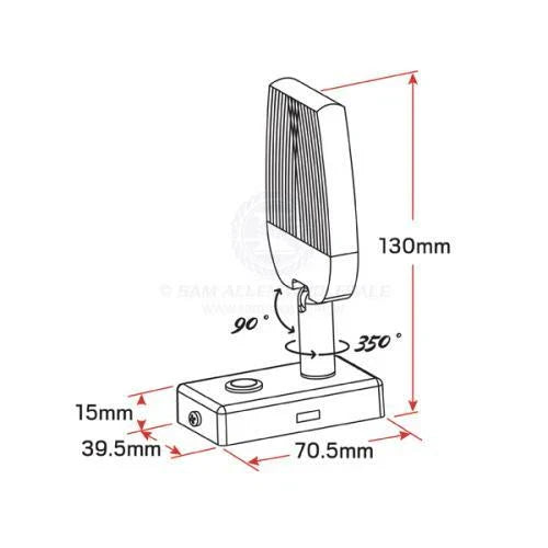 Caravan Boat Blade Reading Light LED with USB Outlet, Matt Black
