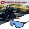 Motorcycle Riding Goggles Blue Lens Black Frame Tri-Acetyl Cellulos UV400
