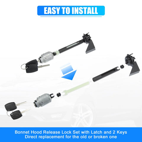 Ford Focus Bonnet Release Lock Kit with Latch & 2 Keys (2004-2012)