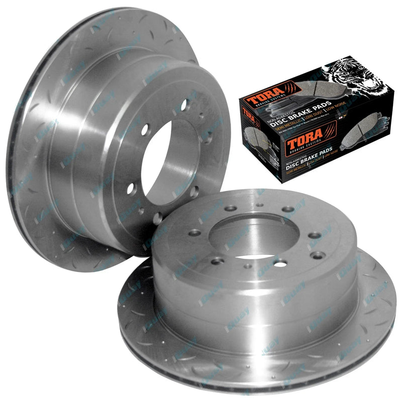FJ80 HDJ80 HZJ80 to 8 / 1992 2 Rear Disc Rotors Drilled + Slotted + Brake Pads