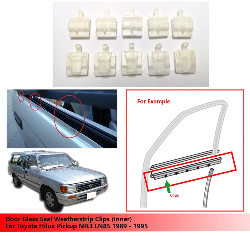 Toyota Hilux MK3 LN85 10 x Door Glass Seal Clips (1989-1995)