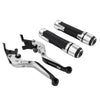 BMW F800R Silver Extendable Brake Clutch Lever Grip Set (2009-2018)