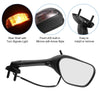 Pair Motorcycle Rearview Side Mirrors with LED Turn Signals Lights Black Clear