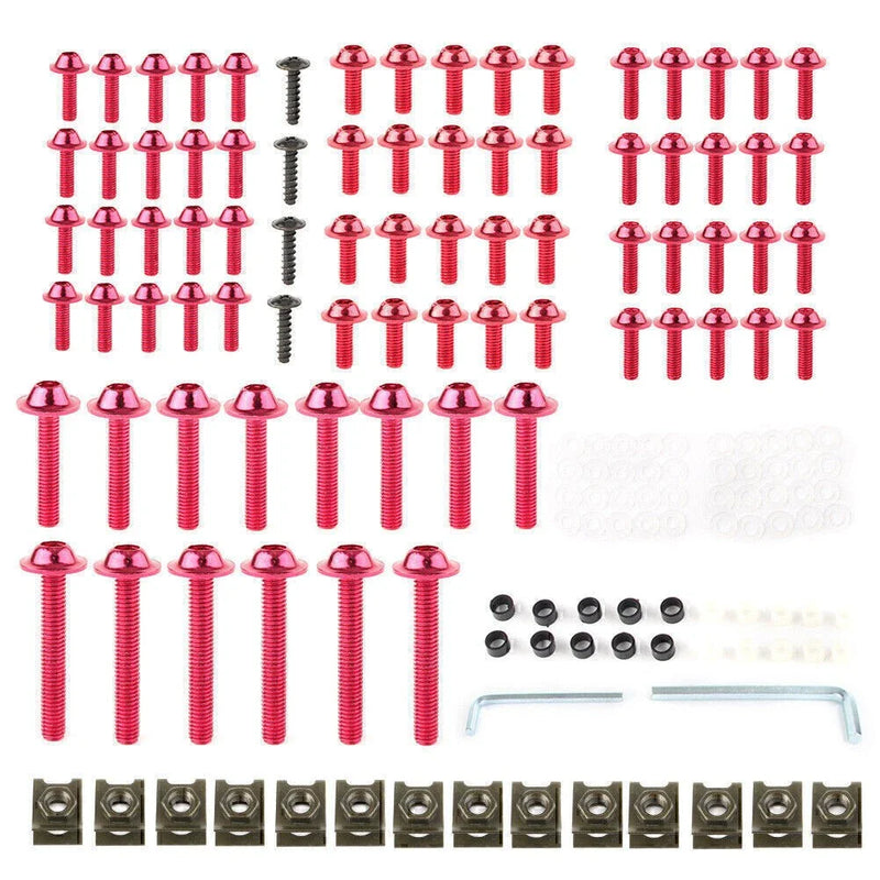 Kawasaki Motorcycle Red Complete Fairing Bolt Bodywork Screws Nuts