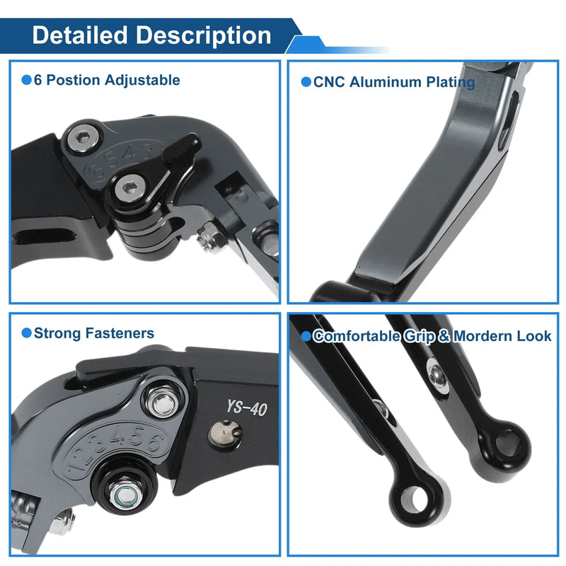 Honda CBR600RR Titanium Black Adjustable Brake Clutch Levers