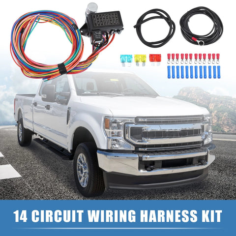 GM & Ford Universal 14 Circuit Wiring Harness Kit with Fuses