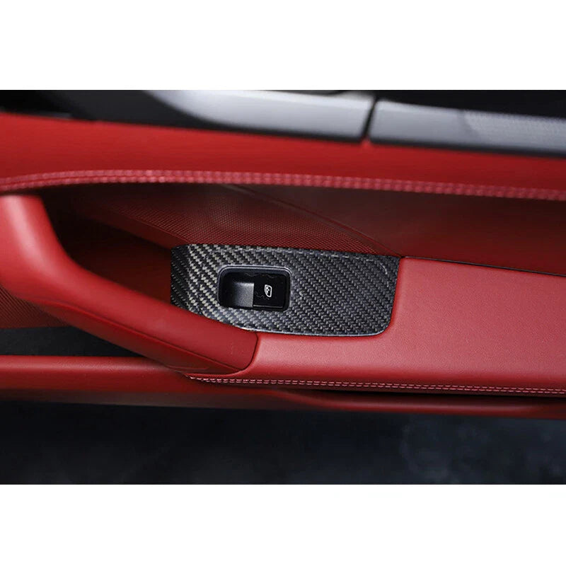 Porsche 911 2019-2020 Real Carbon Fiber Window Switch Button Cover Trim Fit