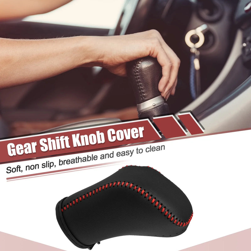 Toyota Crown Auto Gear Shift Knob Cover Protector Black W/ Red Stitches