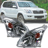 Toyota Land Cruiser Prado LH+RH Head Light Lamps Chrome (2002-2009)