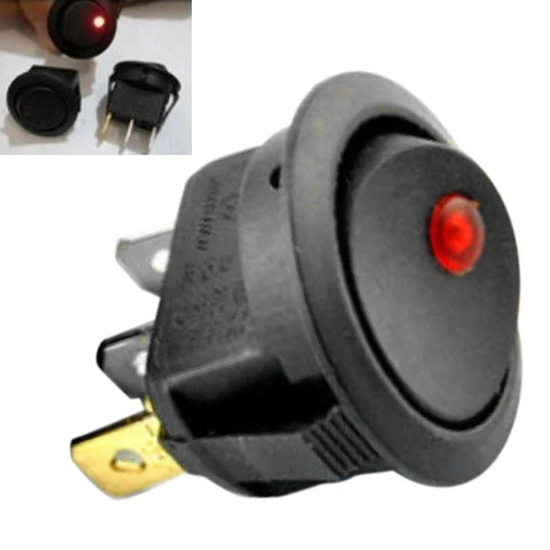 Car Boat SPST Switch / 12V 10A / Rocker Red LED Light Fittings