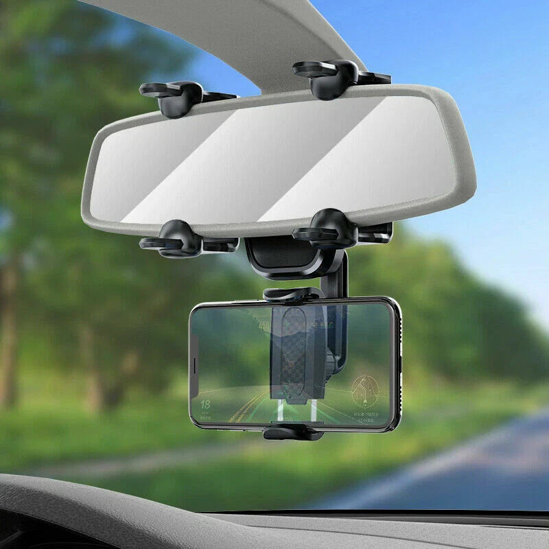 iPhone 13, GPS, Adjustable 360° Car Rearview Mirror Phone Holder