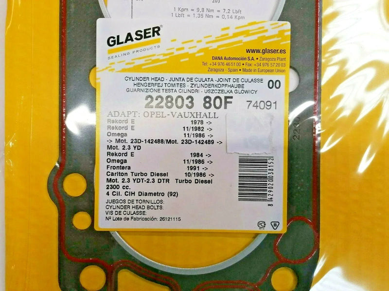 OMEGA FRONTERA CF VAN REKORD CARLTON GLASER HEAD GASKET 1.5mm