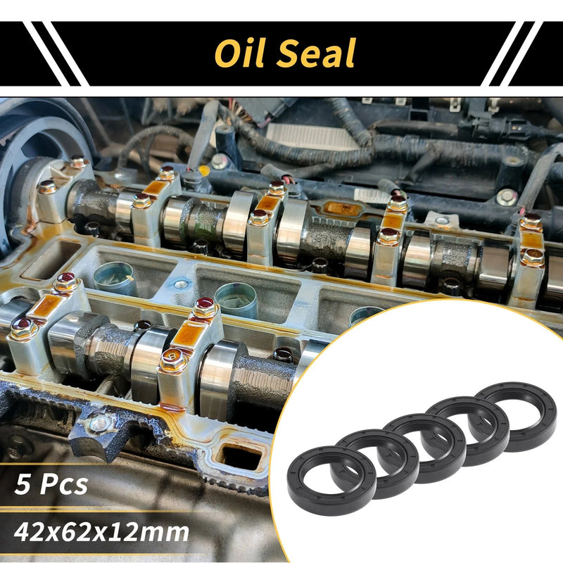 Oil Seal 42x62x12mm NBR Black 5 Pcs