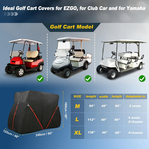 EZGO / Club Car / Yamaha Heavy Oxford Golf Cart Cover 2 Seats
