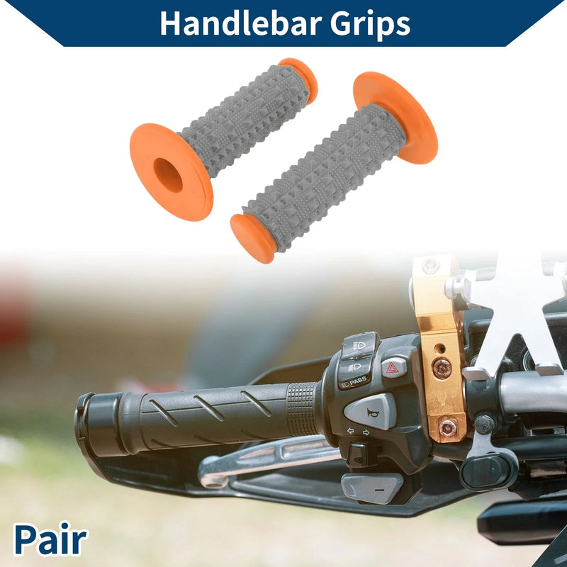 Motorcycle 1 Pair 22 x 24 mm Hand Grips Cover Soft Rubber Orange