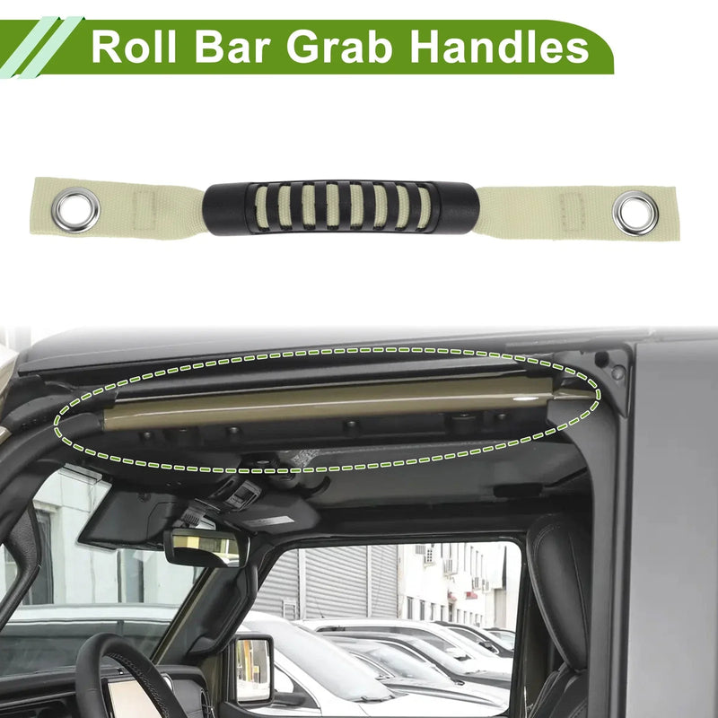 Jeep Wrangler (2018-2030) Black Beige Roll Bar Grab Handles