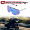 1 x Motorcycle Riding Goggles Blue White with Black Spots Tri-Acetyl Cellulos