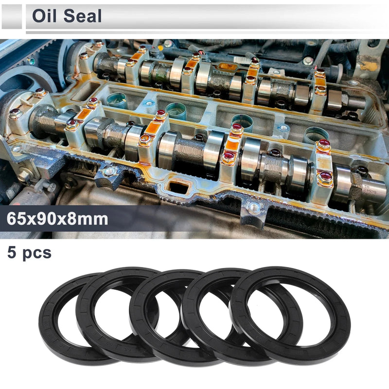 Oil Seal 65x90x8mm Nitrile Rubber Black 5 Pcs