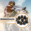 Motorcycle 10x M6 6mm Convex Black Rubber Windshield Screws Bolts Nut
