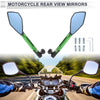 M8/M10 Motorcycle Rear View Mirrors Black Green Aluminum Alloy 1 Set