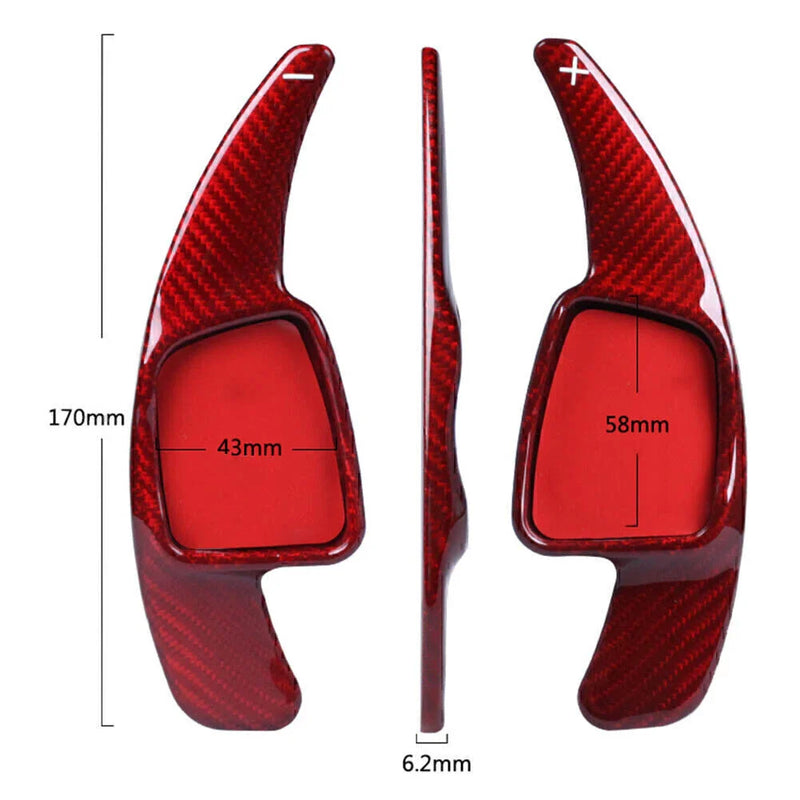 Audi A3 A4 Q7 TTS Steering Wheel Shift Paddle Extensions  Red Carbon Fiber