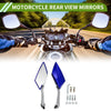 Motorcycle Prismatic Shape Silver Blue Plastic M8/M10 Rear View Mirrors