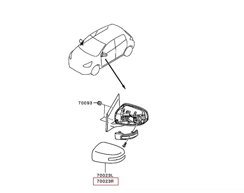 Mitsubishi Mirage A10 Sedan RH Mirror Cover Black (2012-2022)
