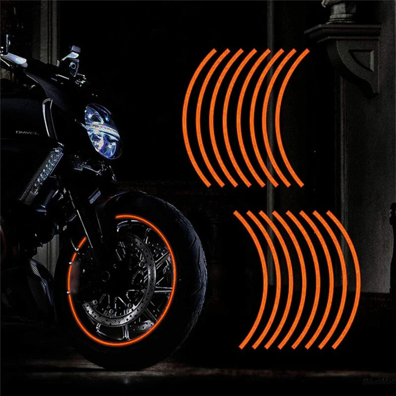 Kawasaki NINJA Motorcycle Orange Reflective Rim Stickers